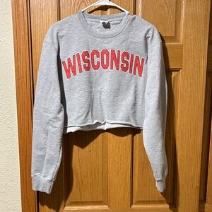 Wisconsin Gray Cropped Sweatshirt